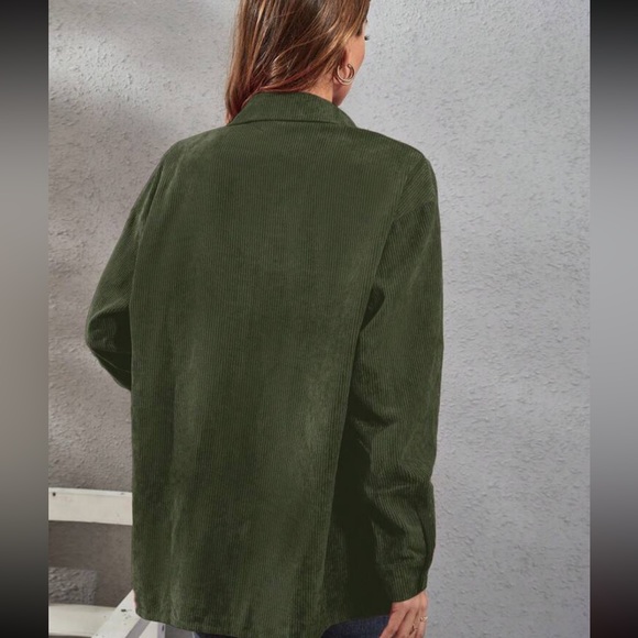 Boho green button down corduroy shirt - Picture 5 of 16